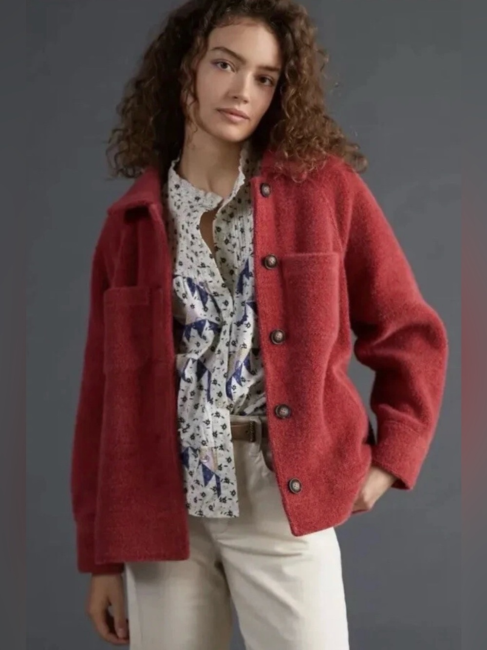 Anthropologie Greylin Shirt Jacket Coat - Rust